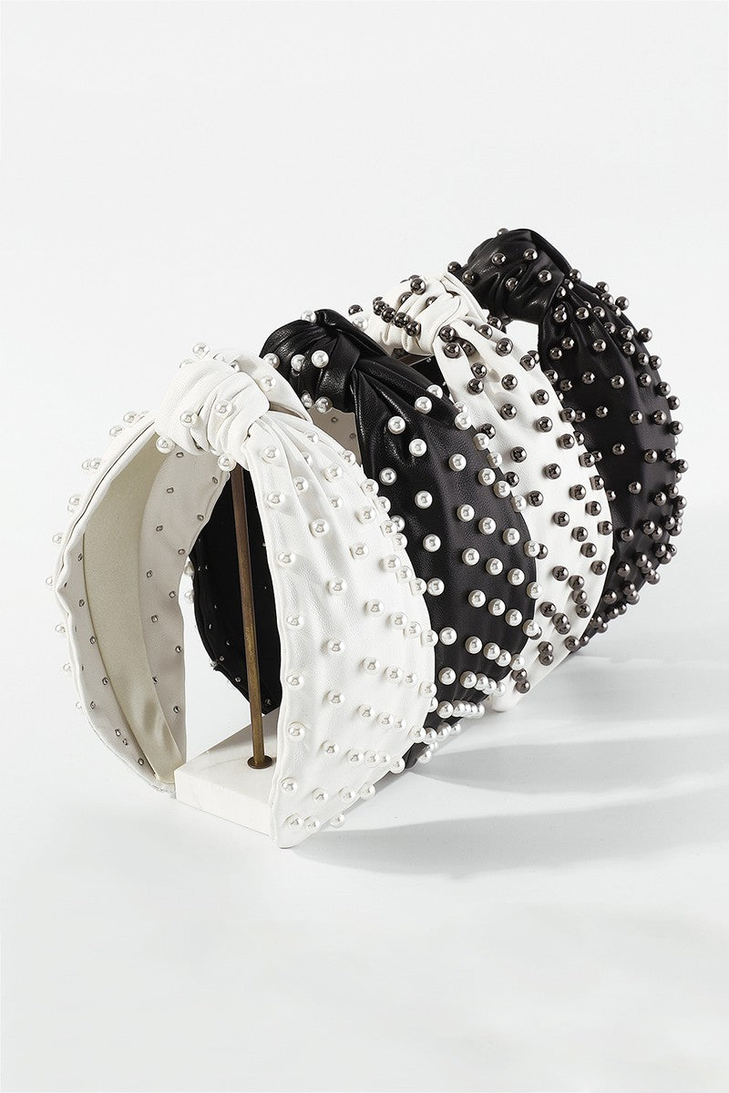 Wildflowers & Dixie - Faux Leather Pearl Topknot Headband display picture 1