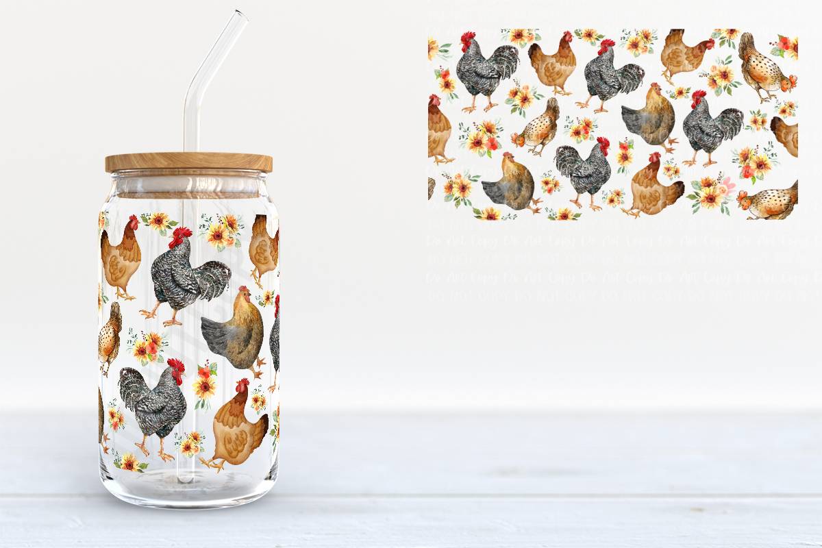 Chickens & Sunflowers Authentic Libbey Glass Cup