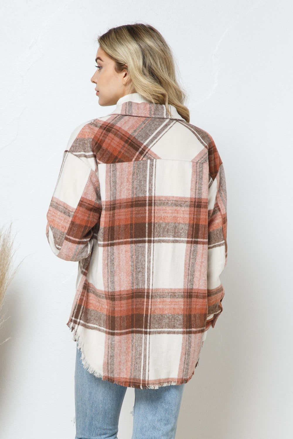 Falling For You Oversized Shacket - Rust Multi