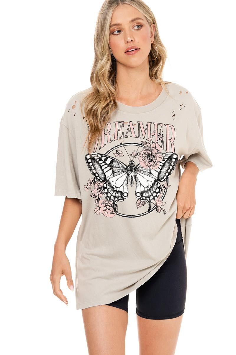 Dreamer Distressed Oversized Tee by Zutter