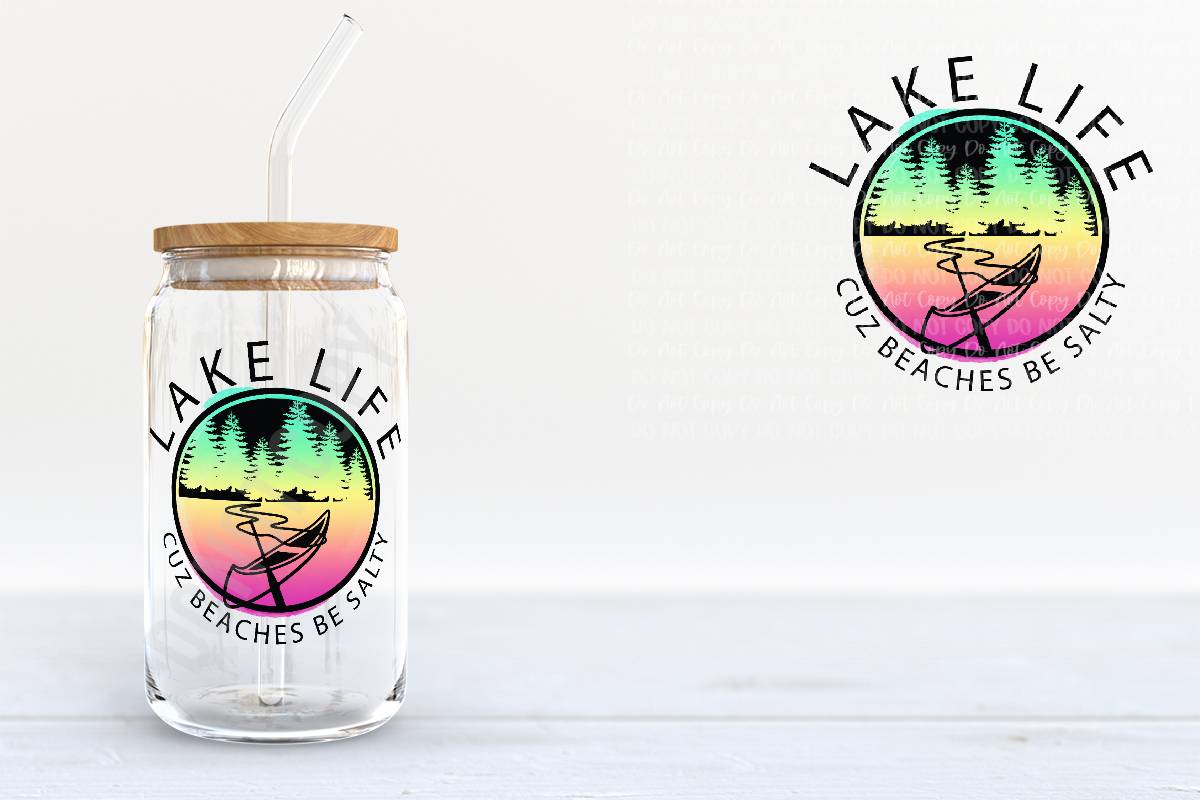 "Lake Life - 'Cuz Beaches Be Salty" Authentic Libbey Glass Cup