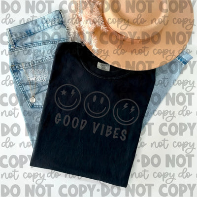 "Good Vibes Happy Faces" *Puff Ink* T-shirt or Sweatshirt
