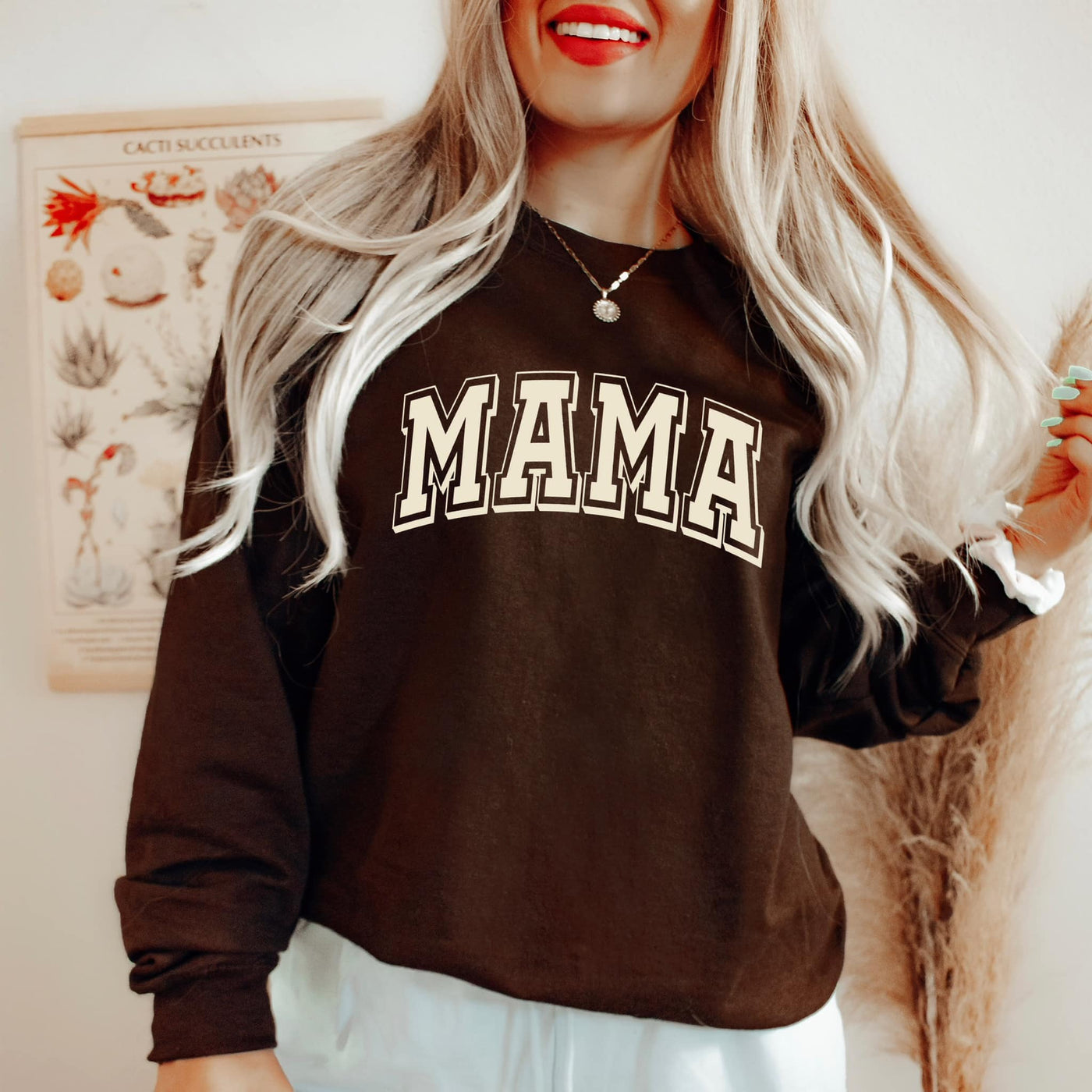 READY-TO-SHIP "MAMA" Varsity Outline Sweatshirt