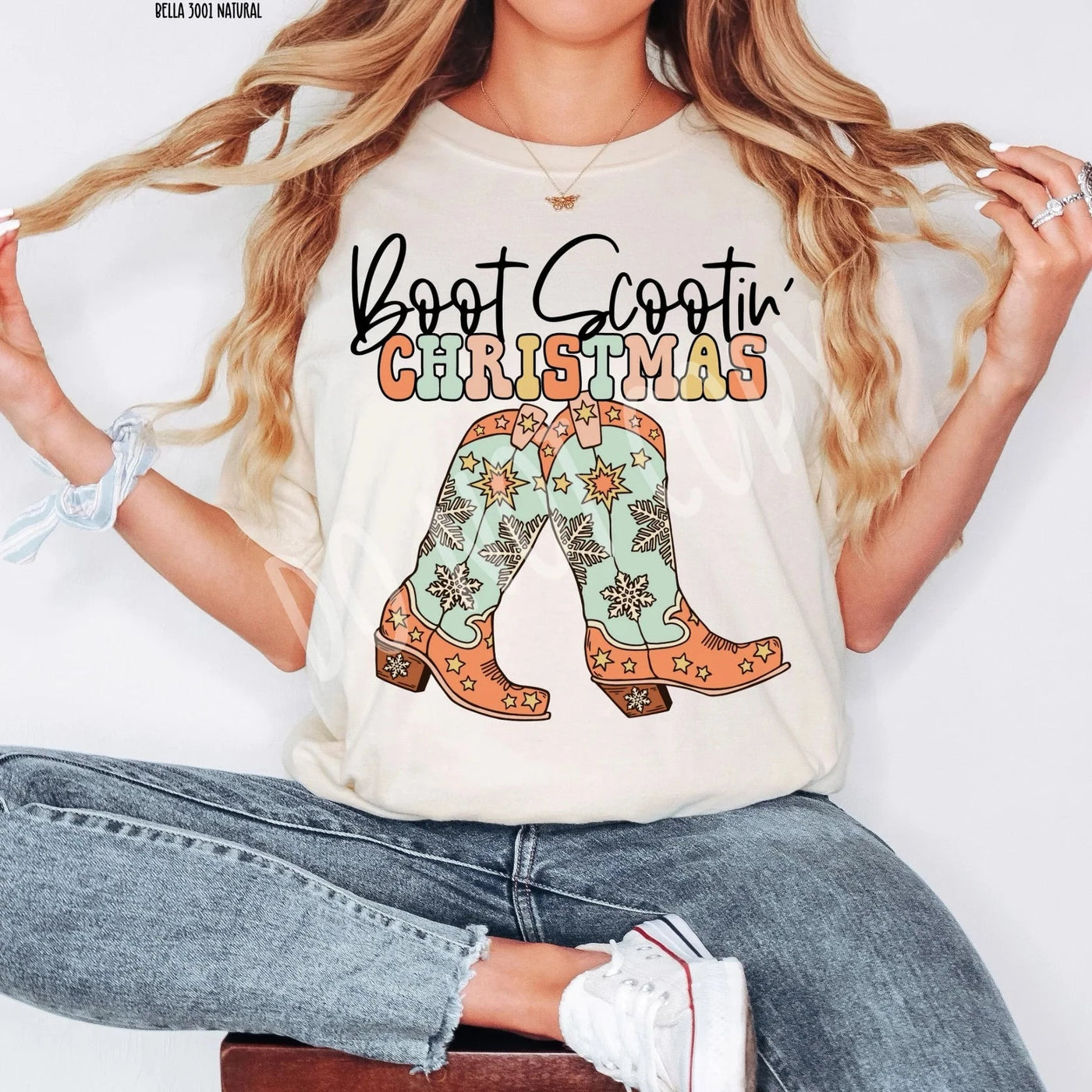 "Boot Scootin' Christmas" T-shirt (shown on "Natural")