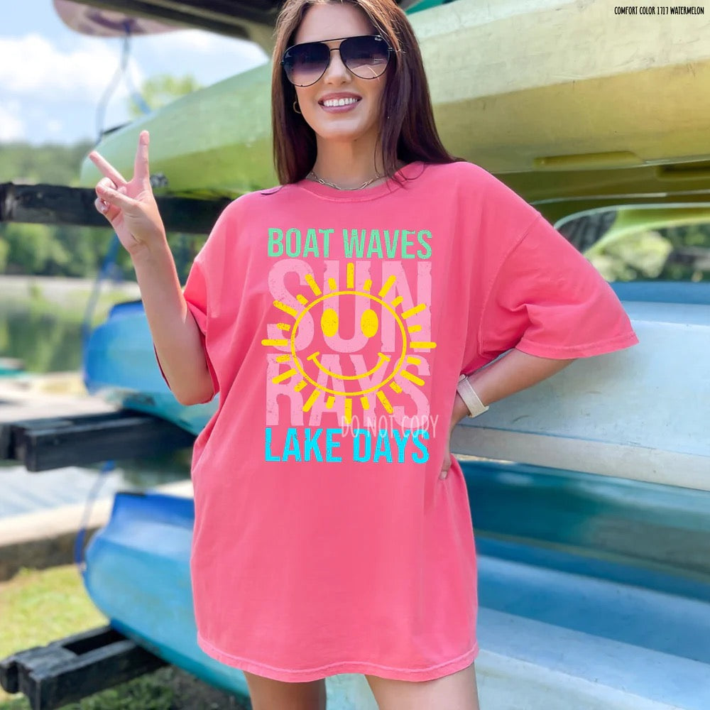 READY TO SHIP "Boat Waves, Sun Rays, Lake Days" T-shirt