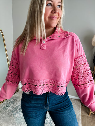 Carefree Lace Edge Pullover