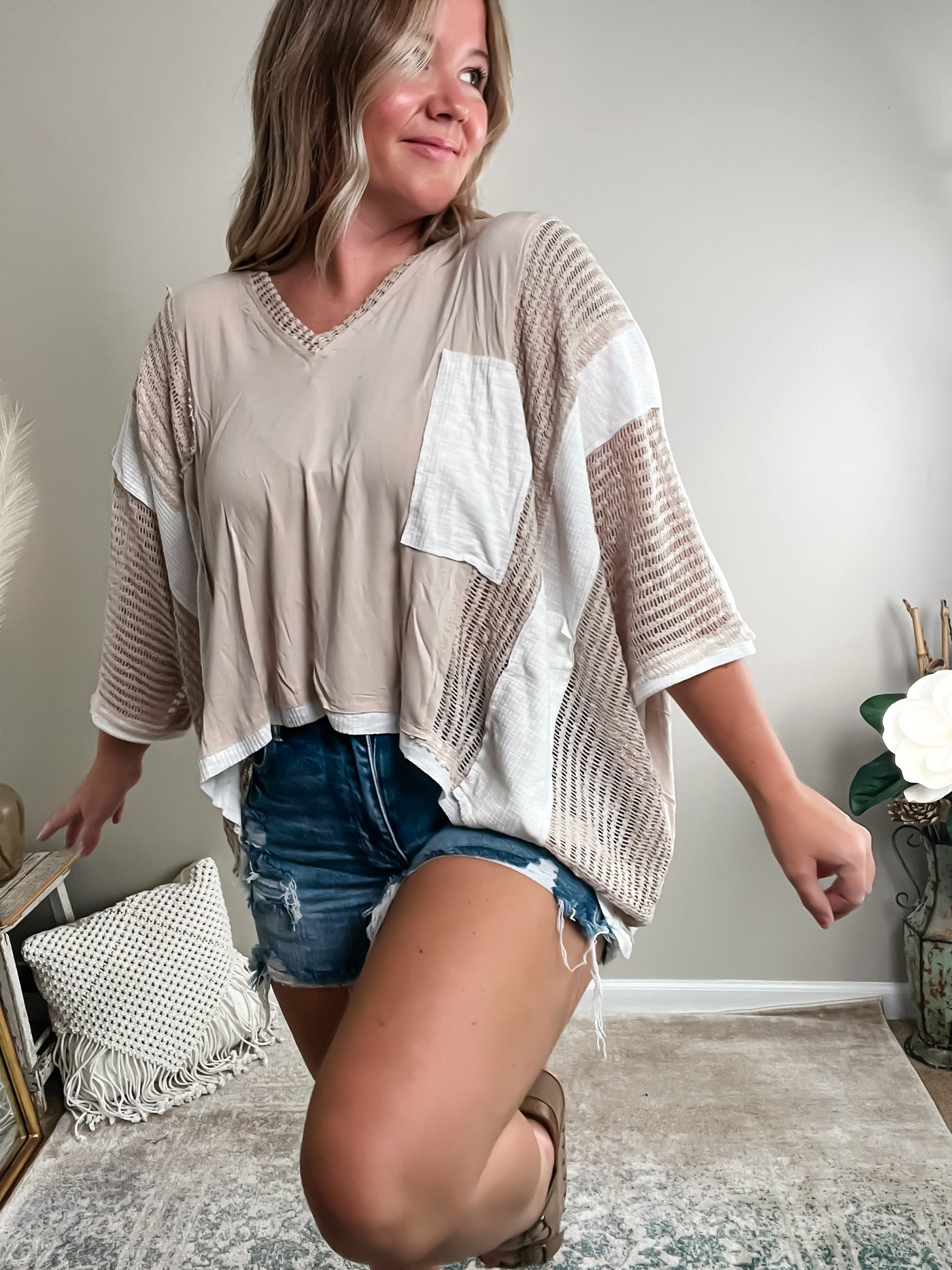 Dreamcatcher Dolman Top by POL, Oatmeal