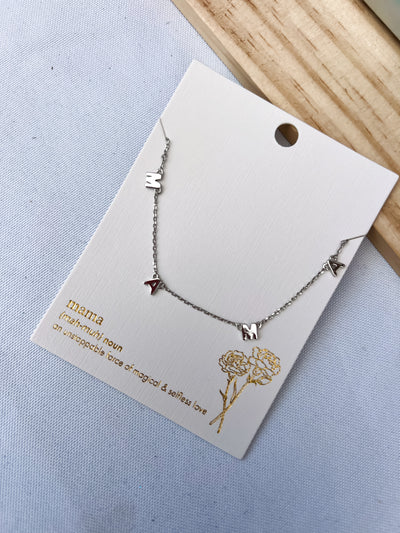 Dainty Mama Print Charm Necklace