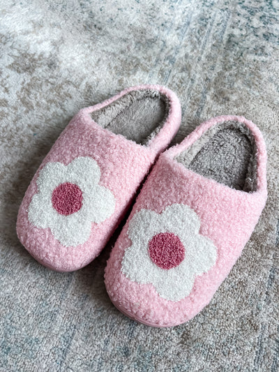 Retro Pink Flower Slippers