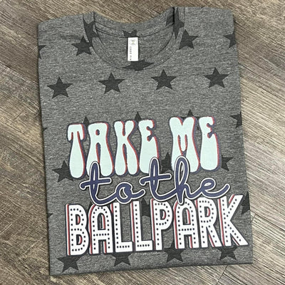 READY TO SHIP "Take Me to the Ballpark" Star Print T-Shirt