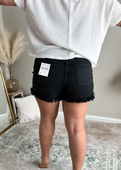 Megan Black Denim Shorts