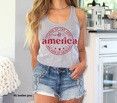 "America - Home of the Free" Bella Canvas Racerback Tank or T-shirt
