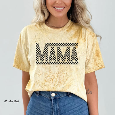 "Checkered Mama" T-shirt (Shown on Comfort Colors "Citrine")