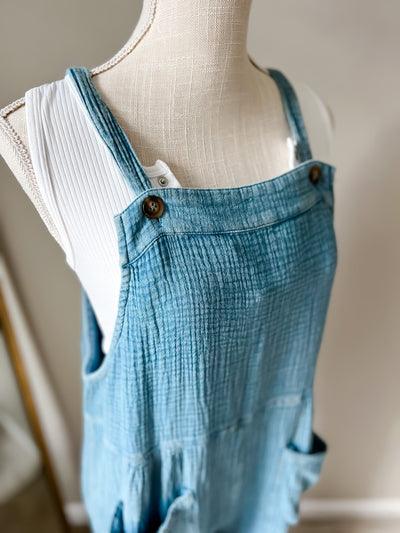 PREORDER - Boho Babe Wide-Leg Overalls, DENIM BLUE