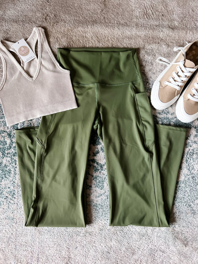 Every Day Activewear Flare Leggings - Olive