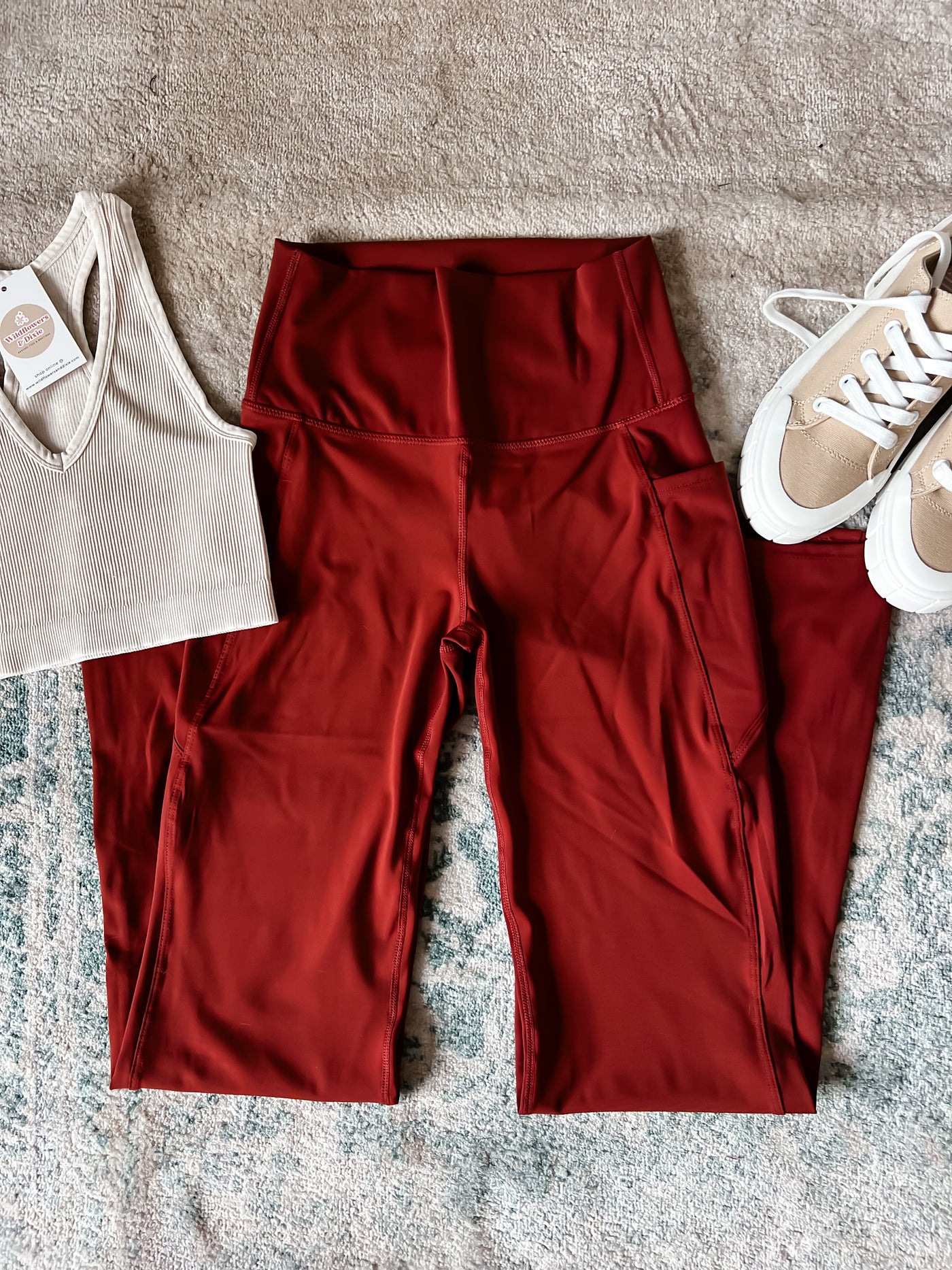 Every Day Activewear Flare Leggings - Rust