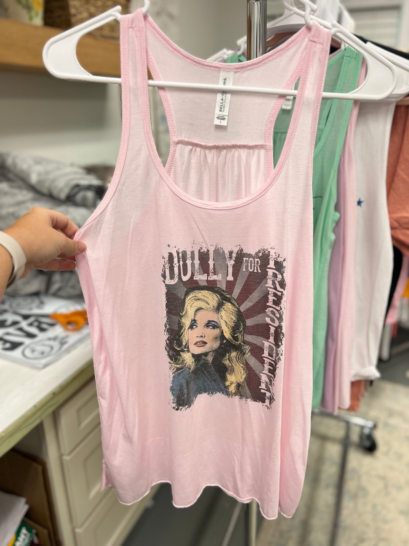 CLEARANCE: Size Large "Dolly for President" Bella Canvas Tank