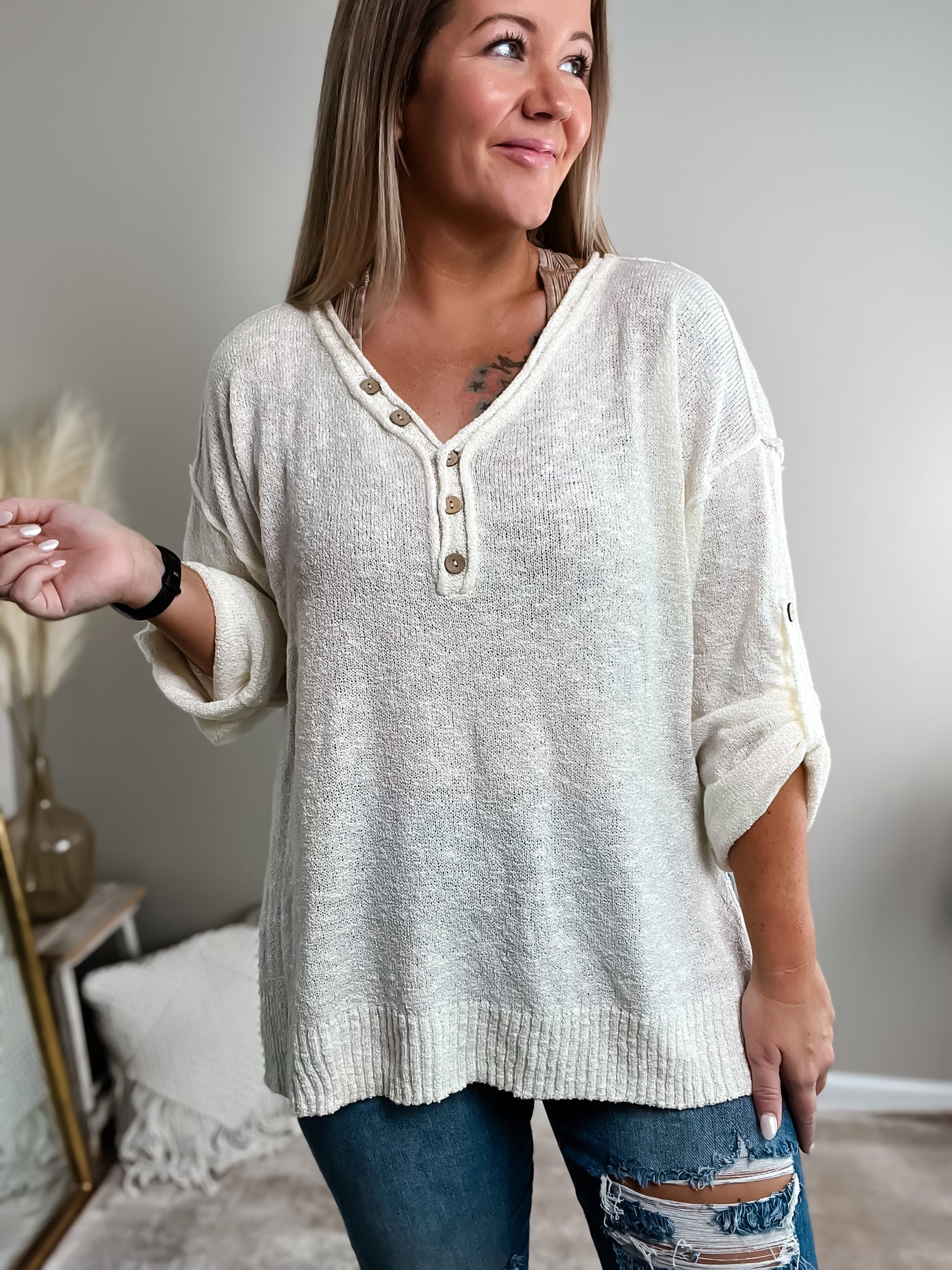 Going Nowhere Lightweight Oversized Henley