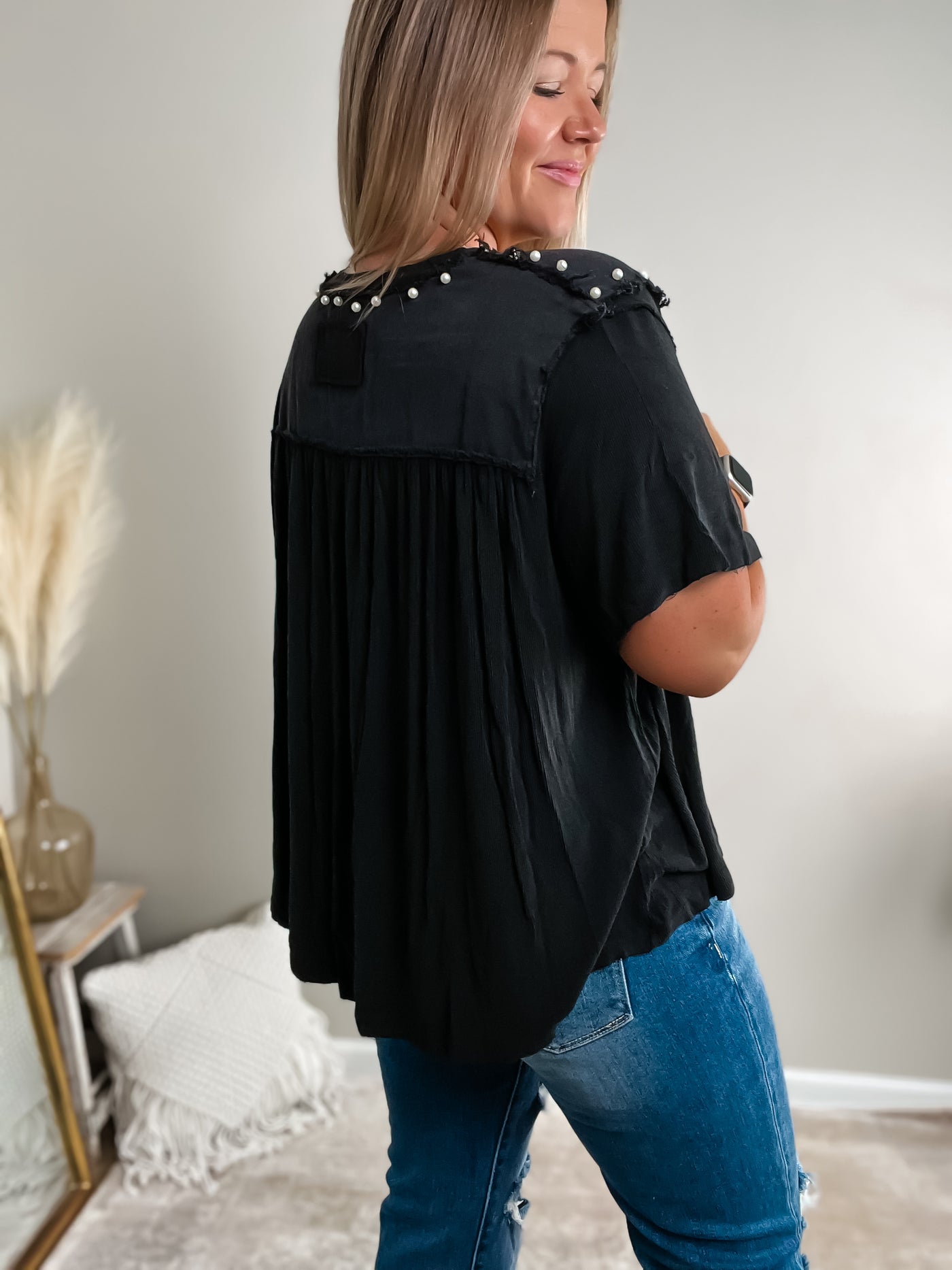 Head in the Clouds Oversized Top by POL, Black