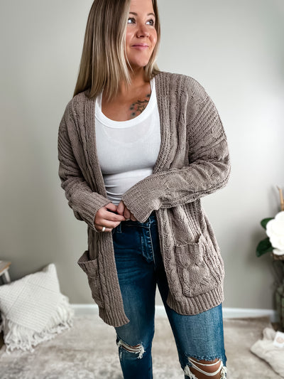 Chenille Cable Knit Cardigan