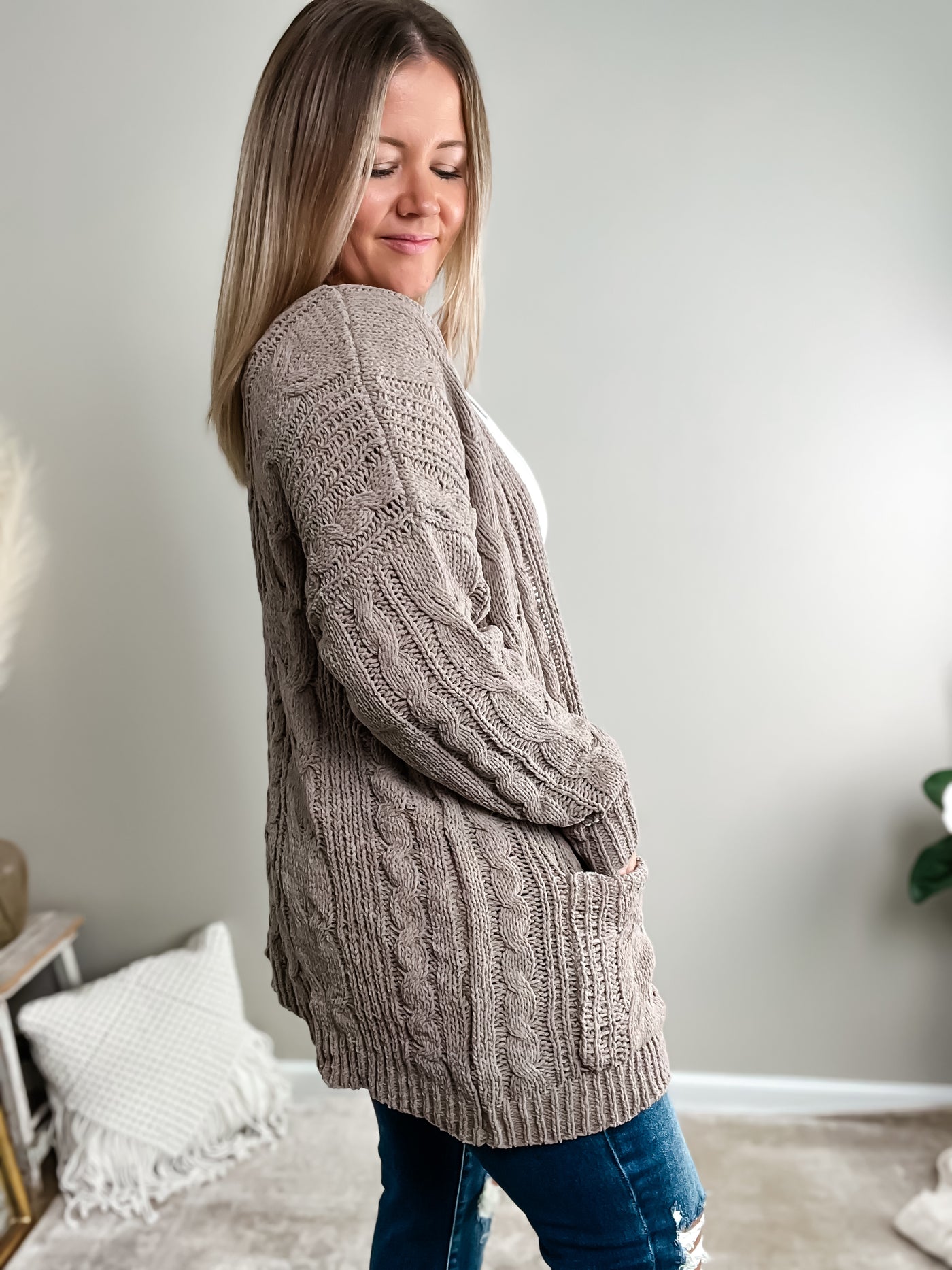 Chenille Cable Knit Cardigan