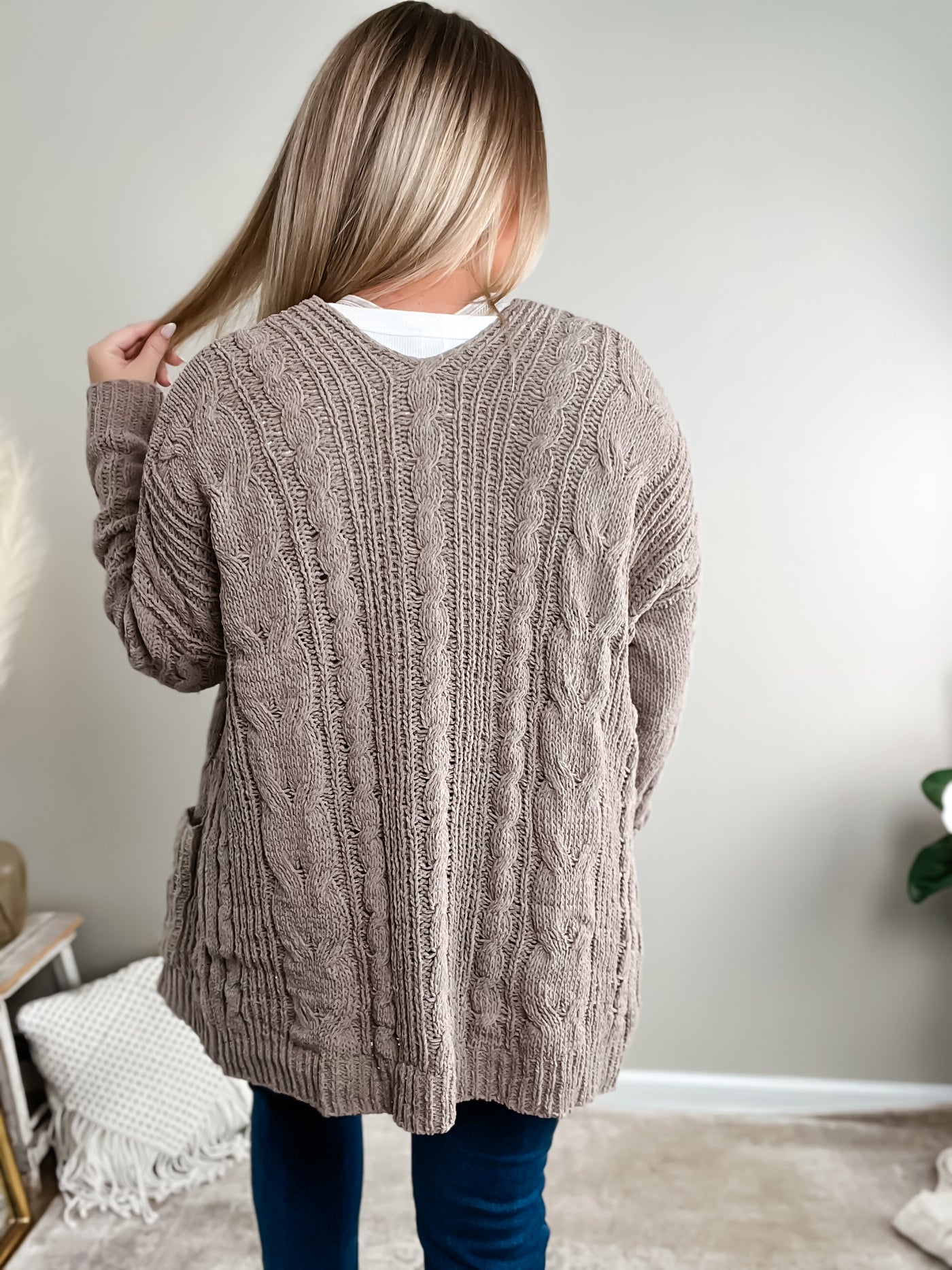 Chenille Cable Knit Cardigan