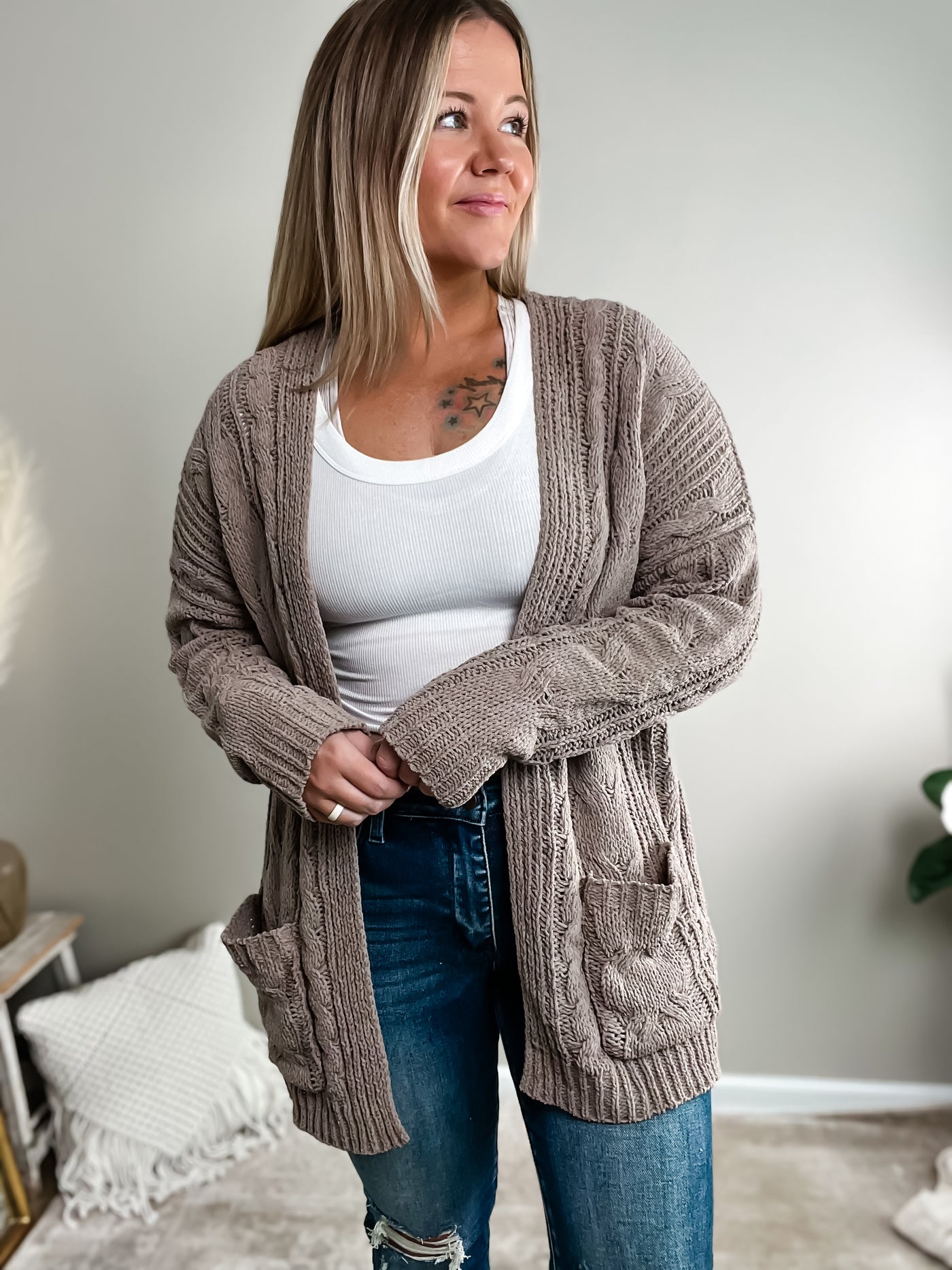 Chenille Cable Knit Cardigan