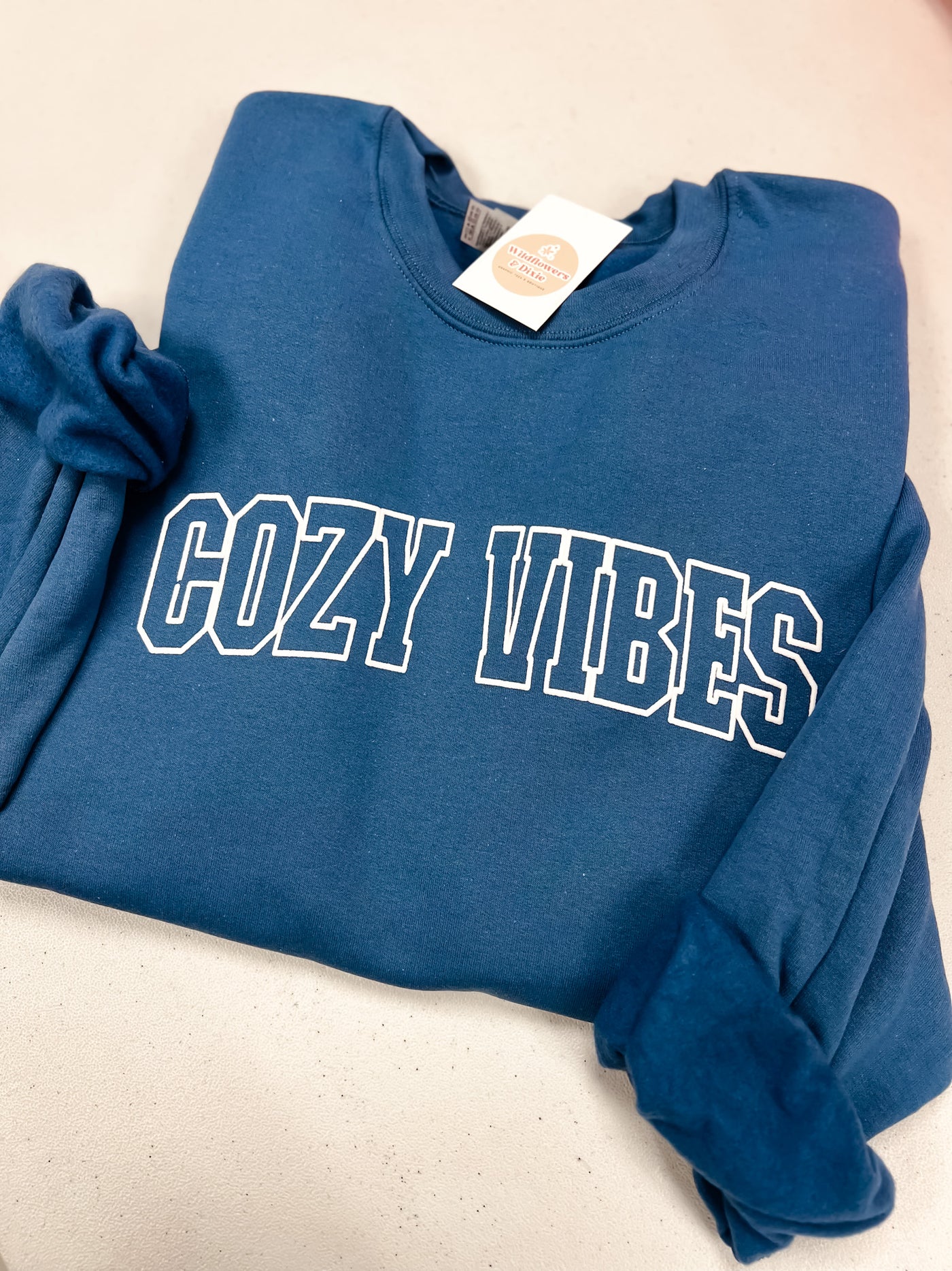 READY TO SHIP "Cozy Vibes" *Puff Ink* Sweatshirt