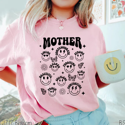 "Mother Smile Face Collage" Comfort Colors T-shirt (shown on "Blossom")