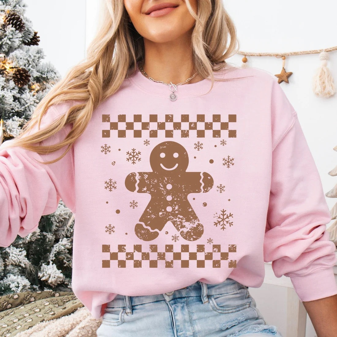 READY TO SHIP "Checker Gingerbread" Sweatshirt