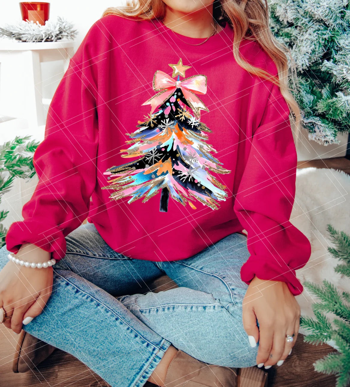 READY TO SHIP "Coquette Christmas Tree" Sweatshirt