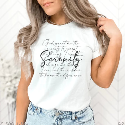 "Serenity Prayer" T-shirt (shown on "White")