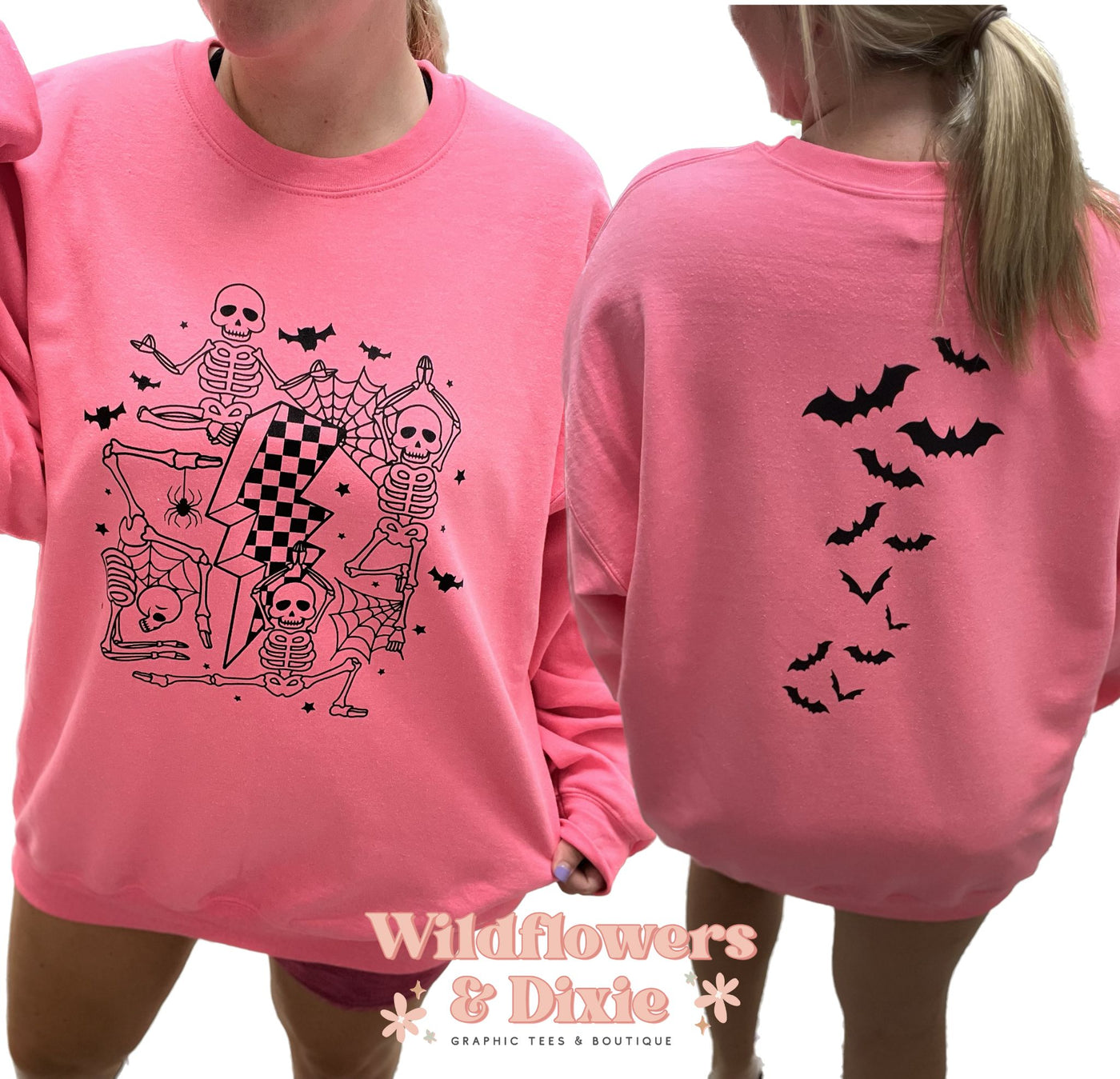 READY TO SHIP "Dancing Skellies" Front + Back Sweatshirt