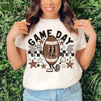 "Game Day" Retro Football T-shirt (shown on "Natural")