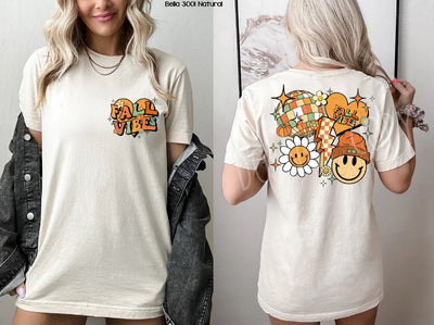 "Fall Vibes Collage" Front/Back T-shirt (shown on "Natural")
