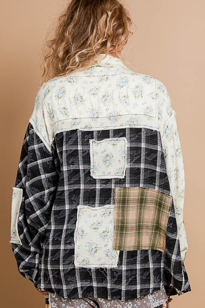 Keep the Flowers Patchwork Button-Down by POL