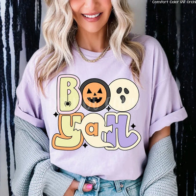 "Boo Yah" T-shirt (shown on Comfort Colors "Orchid")