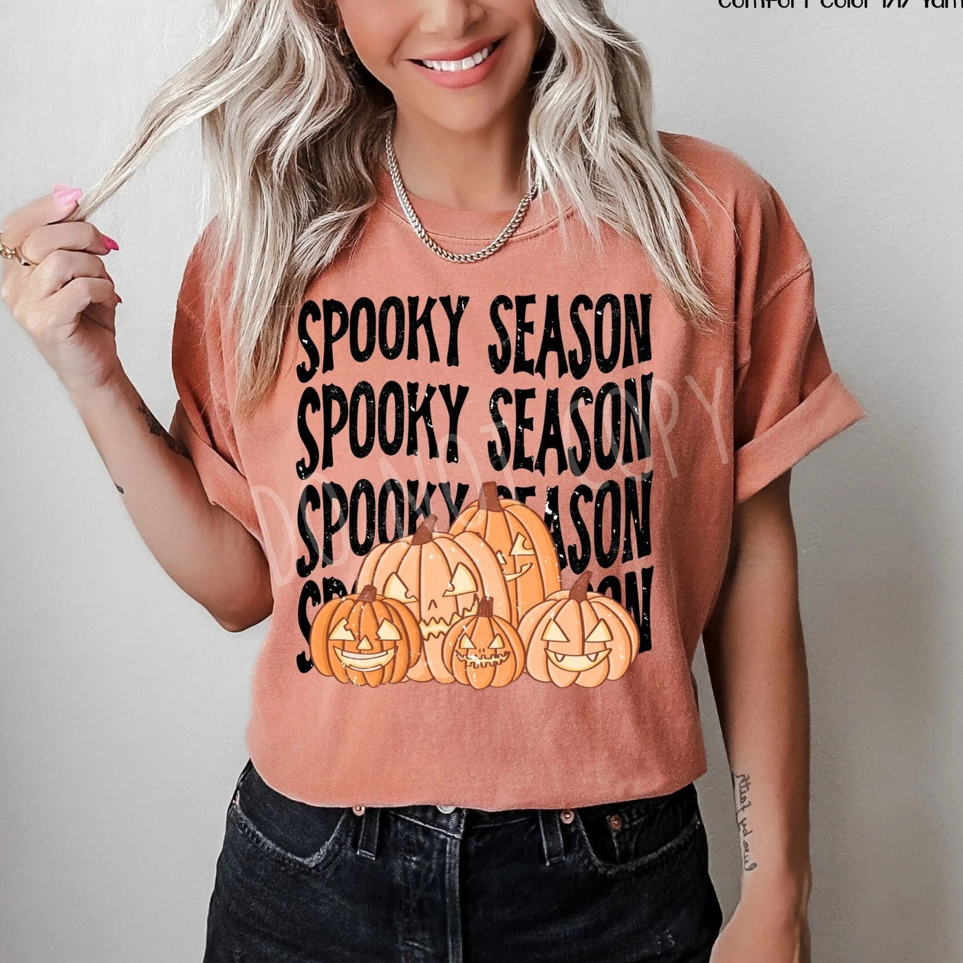 "Spooky Season Jack-o-Lanterns" T-shirt (shown on Comfort Colors "Terracotta")