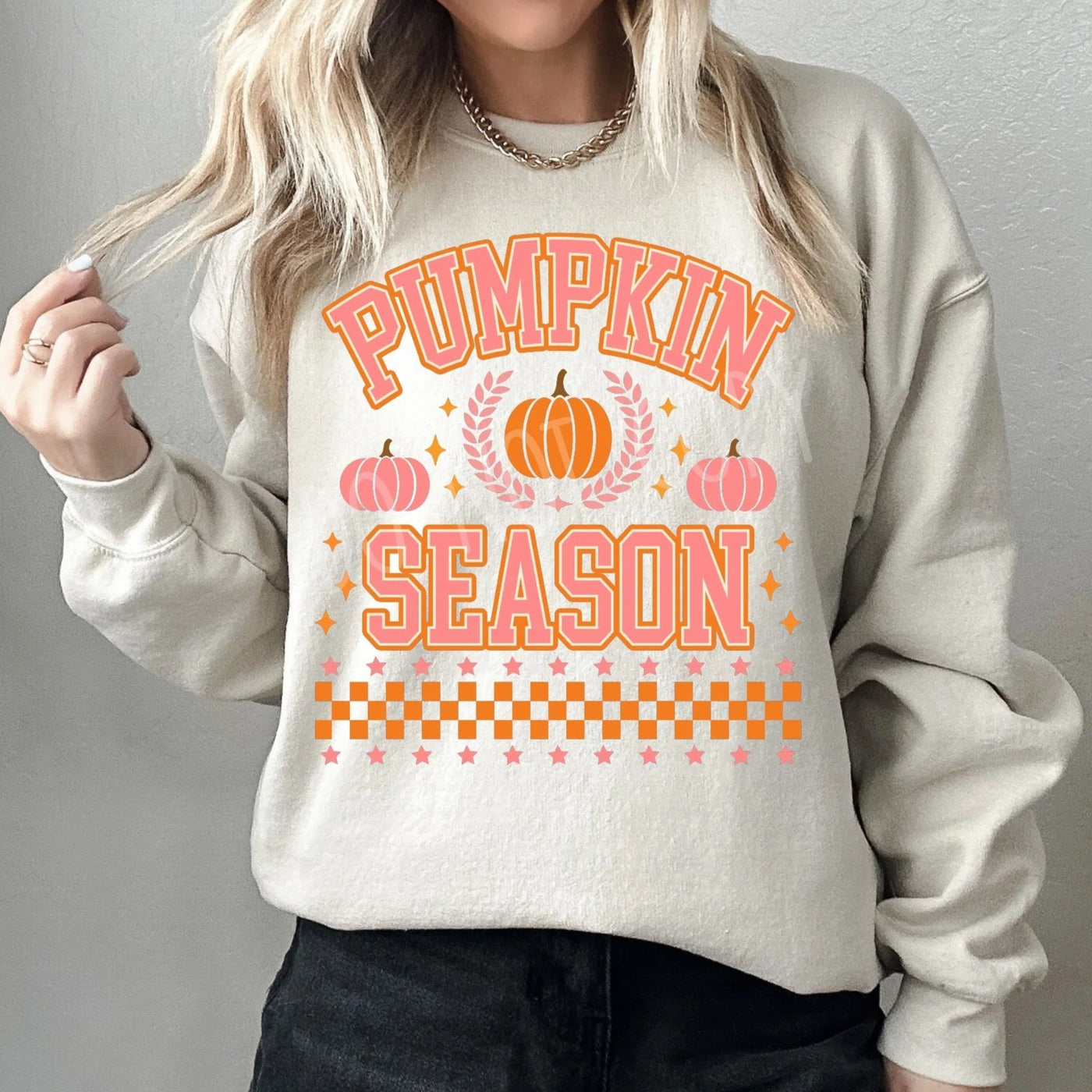 "Pumpkin Season" Sweatshirt or T-shirt (shown on "Sand")