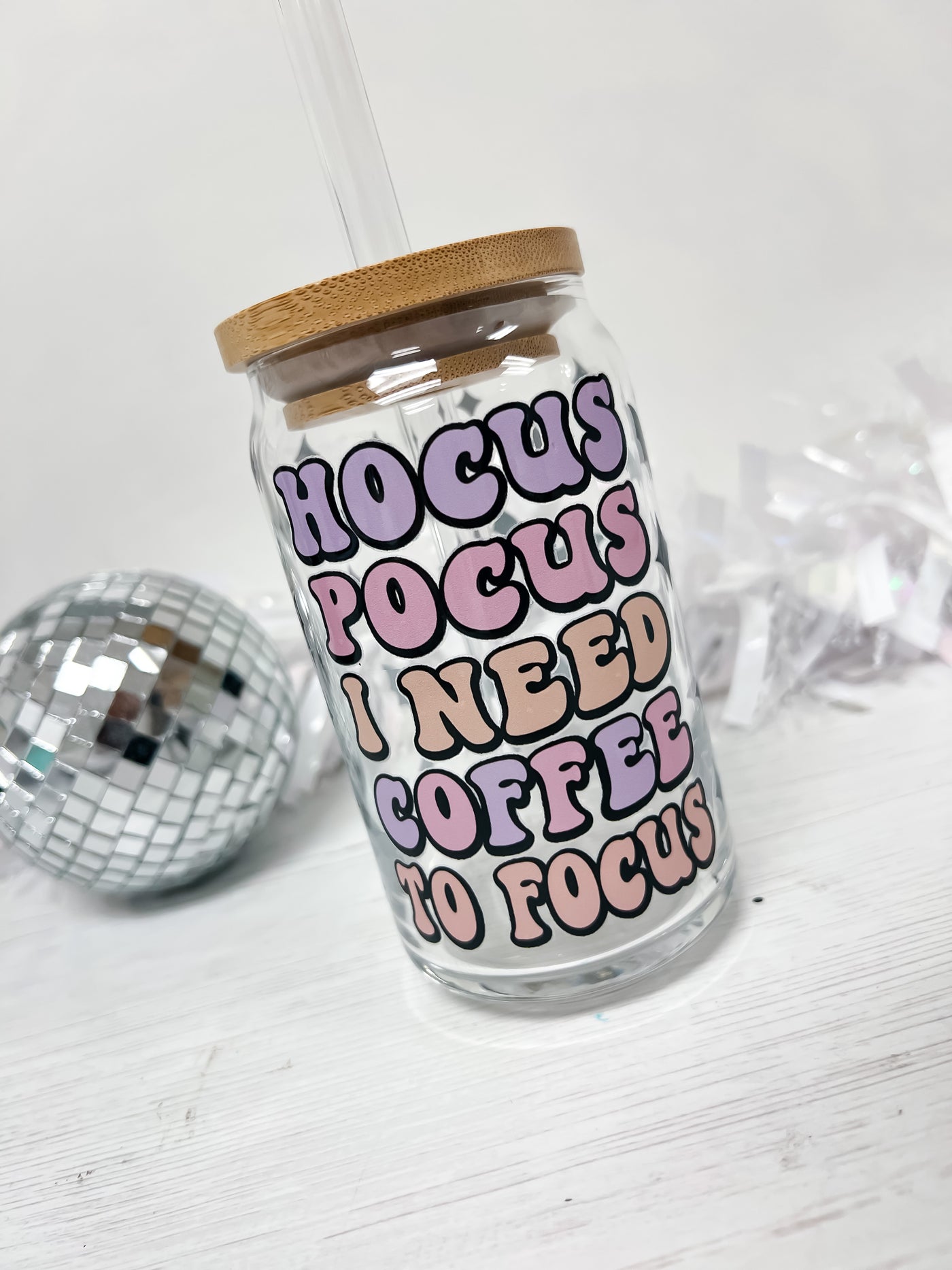 Hocus Pocus I Need Coffee to Focus Authentic Libbey Glass Cup