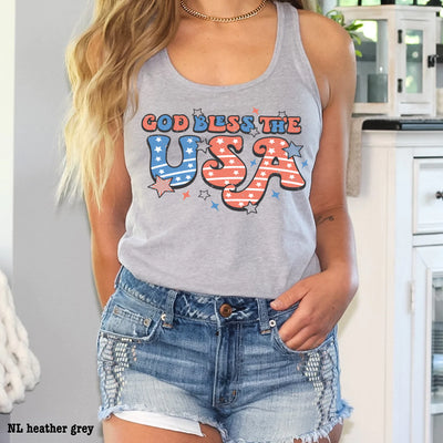 "God Bless the USA" Bella Canvas Racerback Tank or T-shirt