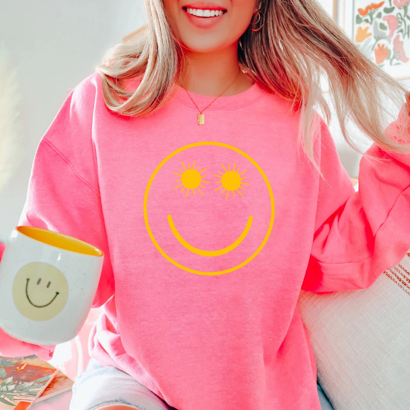 READY TO SHIP "Sunshine Smile" PUFF INK - Sweatshirt