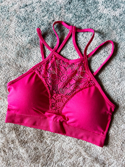 Iconic Lace Padded Brami, Hot Pink