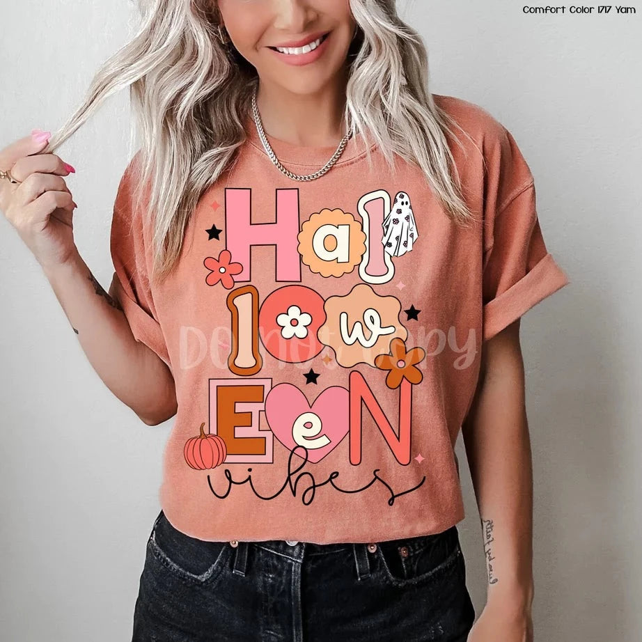 "Halloween Vibes" T-shirt (shown on Comfort Colors "Yam")