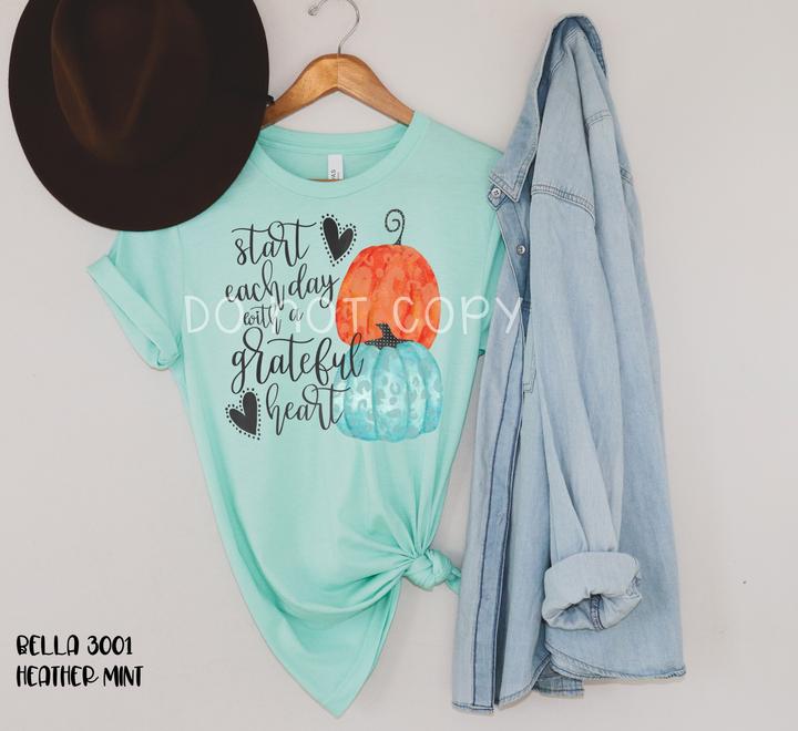🌟 SALE 🌟 "Start Each Day with a Grateful Heart" T-shirt (shown on "Mint")