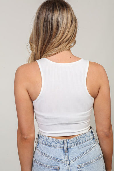Every Day Basic Cropped Tank, White