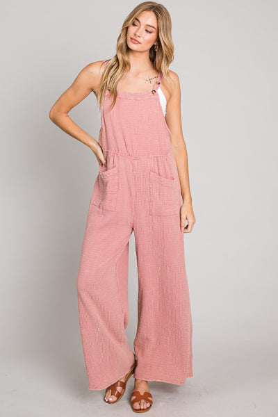 PREORDER - Boho Babe Wide-Leg Overalls, PINK-ING OF YOU