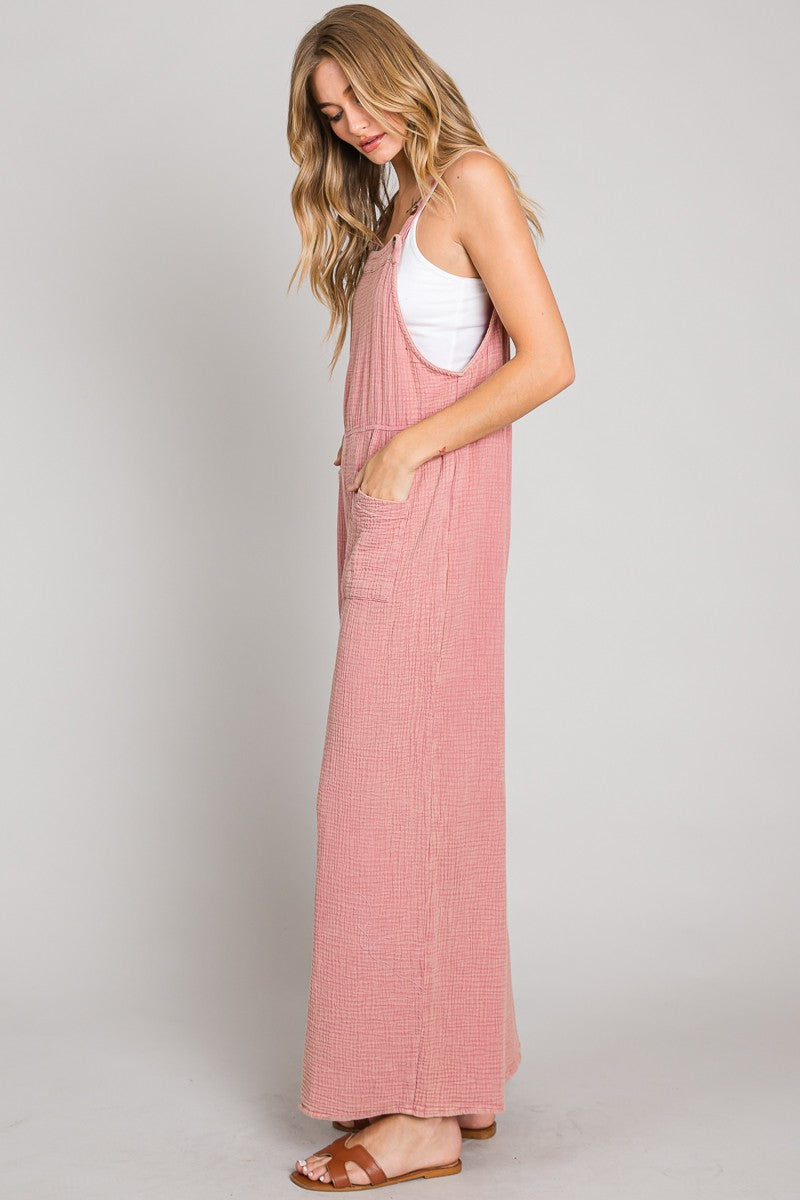 PREORDER - Boho Babe Wide-Leg Overalls, PINK-ING OF YOU