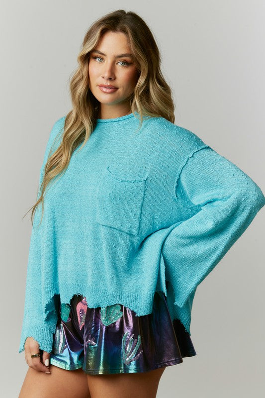 On the Bright Side Knit Top - Sky Blue