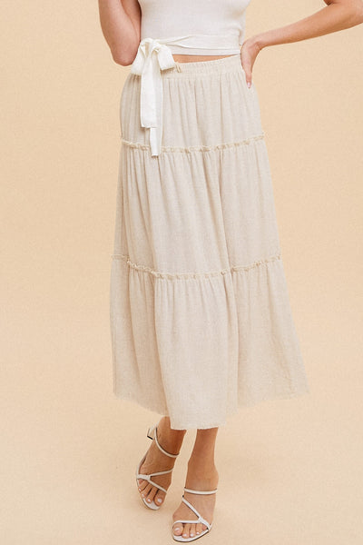 Sunkissed Sands Linen Midi Skirt